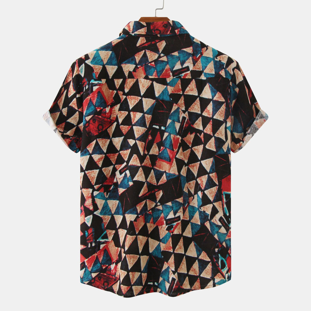 Herren Kurzarmhemd mit kreativem geometrischen Design Echoarchiv