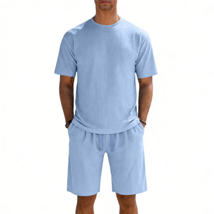 Herren nan Kurzarmshirt- und Bermudakombination aus geripptem Jersey mit elastischem Tunnelzugbund Echo Archiv