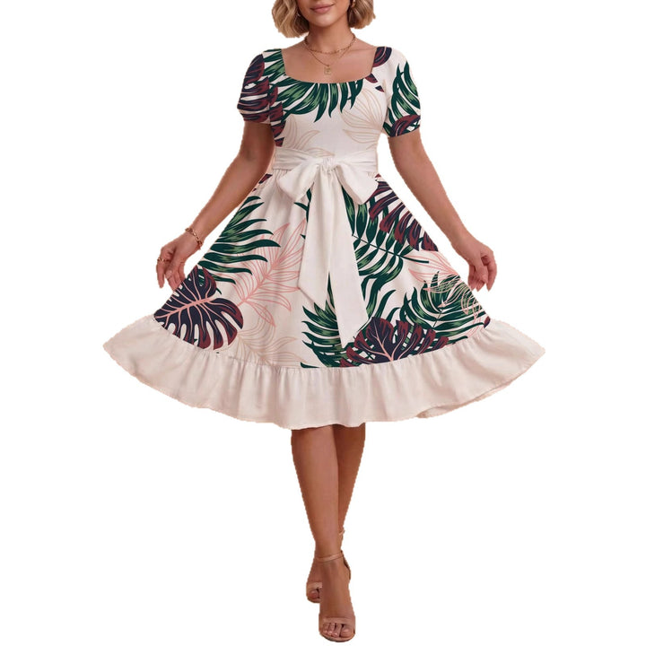 Damen Midikleid mit verspieltem Druck und tailliertem Schnitt Echo Archiv