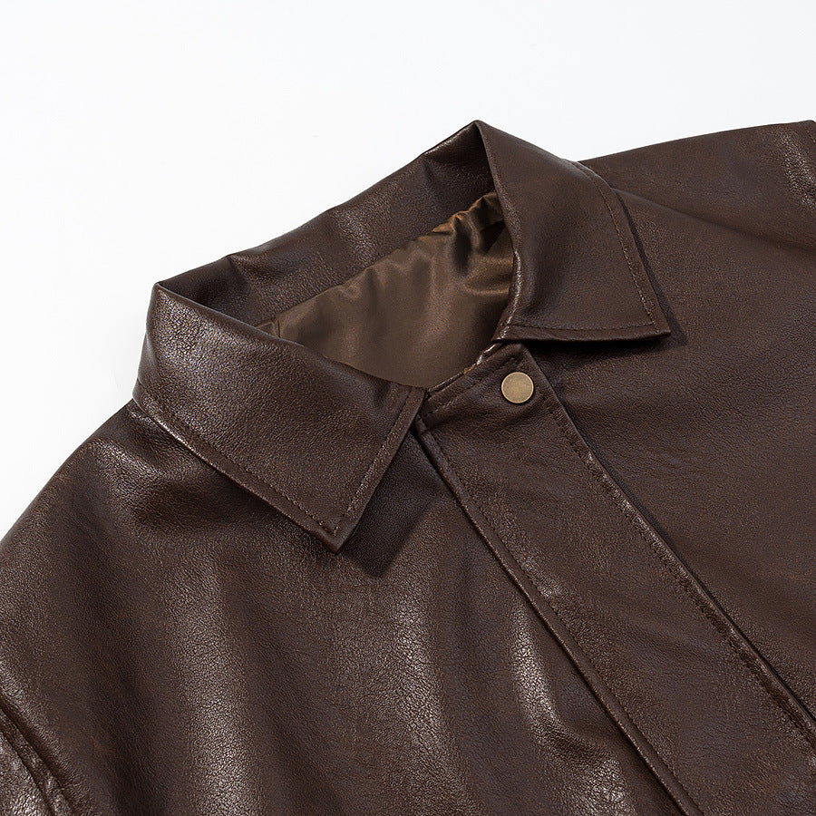 Damen nan kastige Kunstleder‑Fliegerjacke mit Hemdkragen, aufgesetzten Pattentaschen und elastischem Saum Echo Archiv