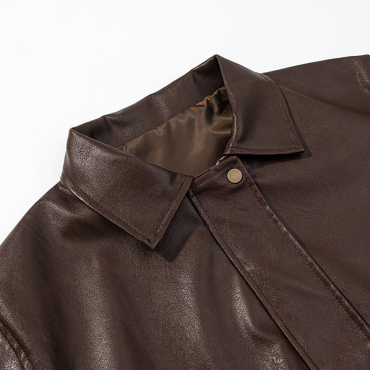 Damen nan kastige Kunstleder‑Fliegerjacke mit Hemdkragen, aufgesetzten Pattentaschen und elastischem Saum Echo Archiv