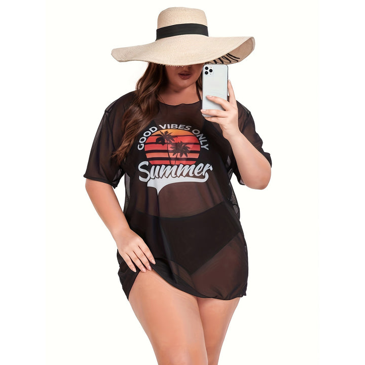 Damen Transparente Strandbluse mit sommerlichem Aufdruck Echo Archiv