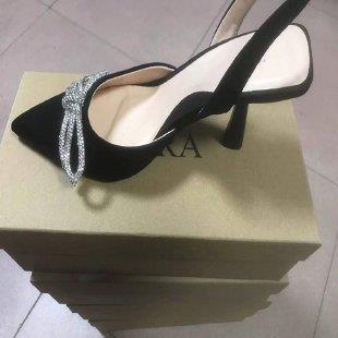 Damen nan elegante Slingback-Pumps mit spitzer Zehenkappe und funkelnder Strassschleife Echo Archiv