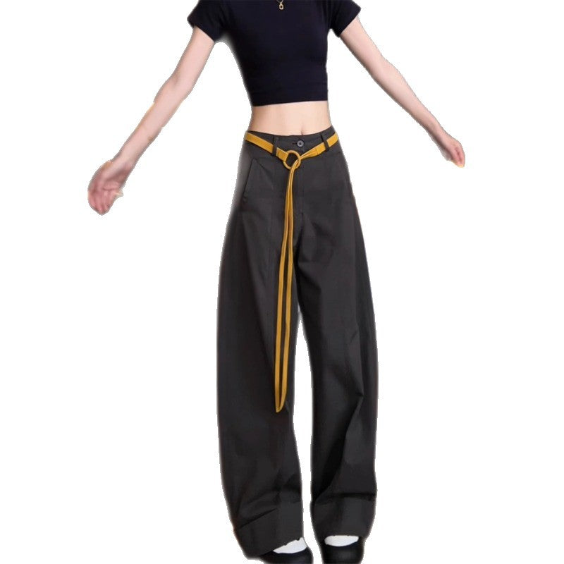 Damen Weite Baumwollhose mit Statement-Gürtel Echoarchiv