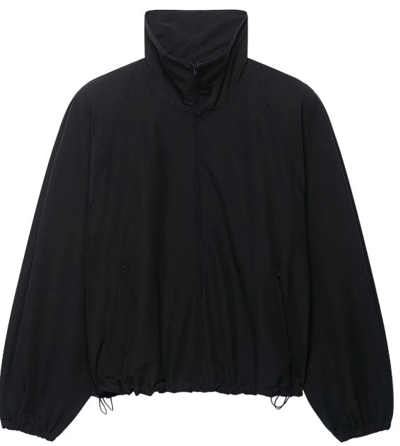 Damen Leichte Oversize-Windjacke im Bomberstil mit hohem Stehkragen und Kordelzug Echo Archiv
