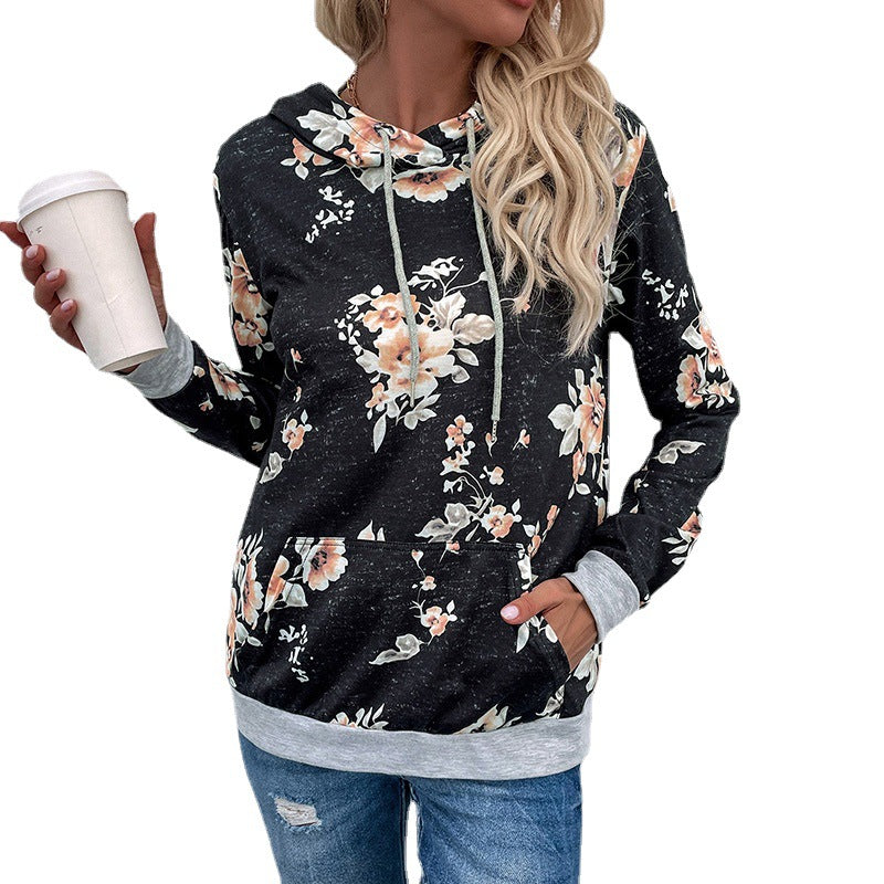Damen Lässiger Kapuzenpullover mit floralem Muster Echo Archiv