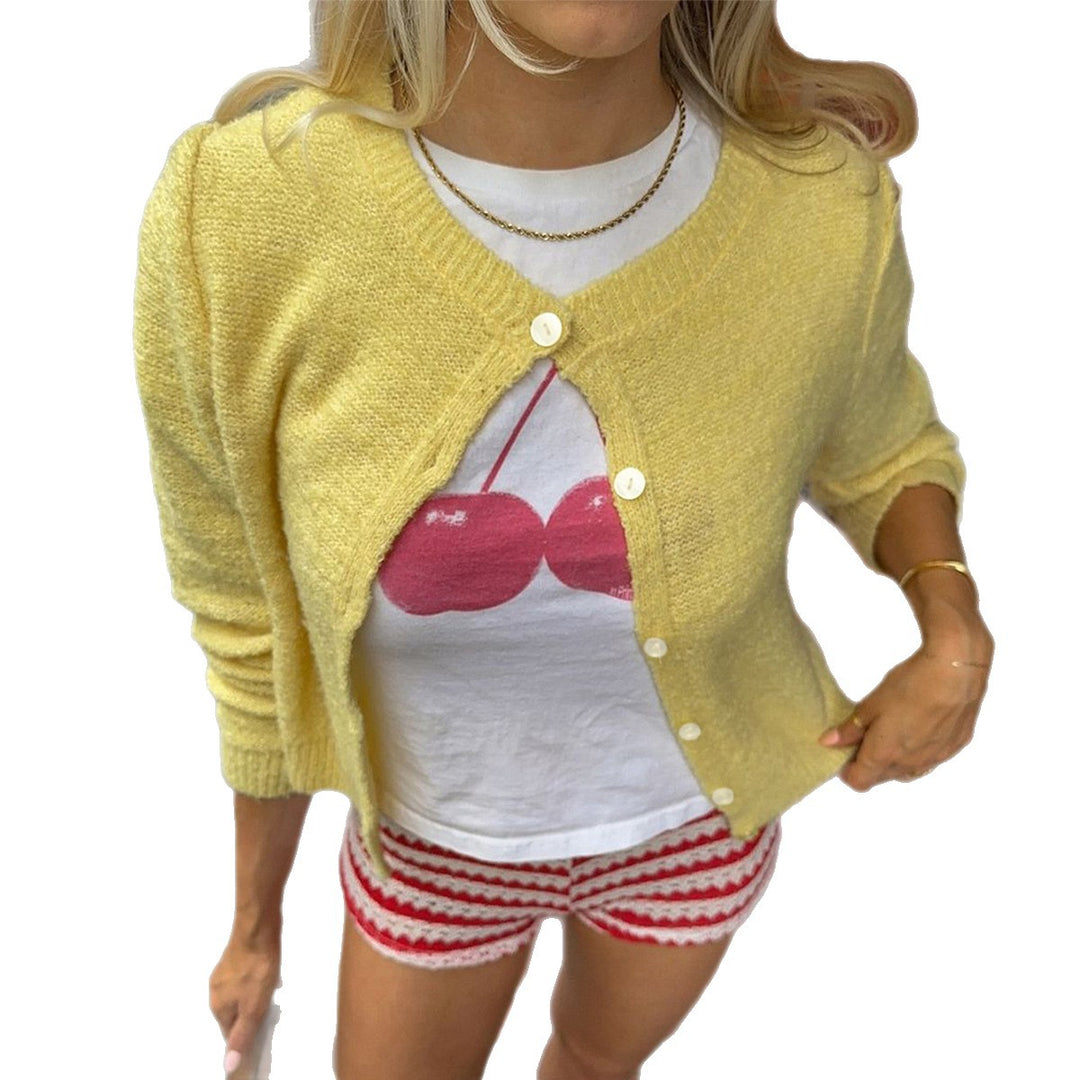 Damen nan kurze Bouclé-Cardigan im Vintage-Stil mit Perlmuttknopfleiste und kastiger Passform Echo Archiv