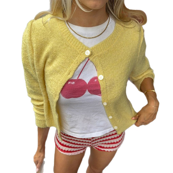 Damen nan kurze Bouclé-Cardigan im Vintage-Stil mit Perlmuttknopfleiste und kastiger Passform Echo Archiv