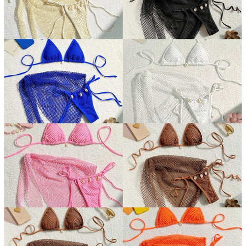 Damen Netz-Bikini-Set mit modischen Schleifen und Muscheldetails Echo Archiv