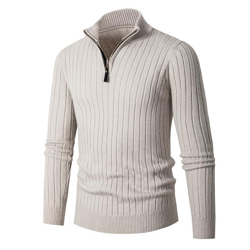 Herren Pullover mit Stehkragen und strukturiertem Rippdesign Echoarchiv