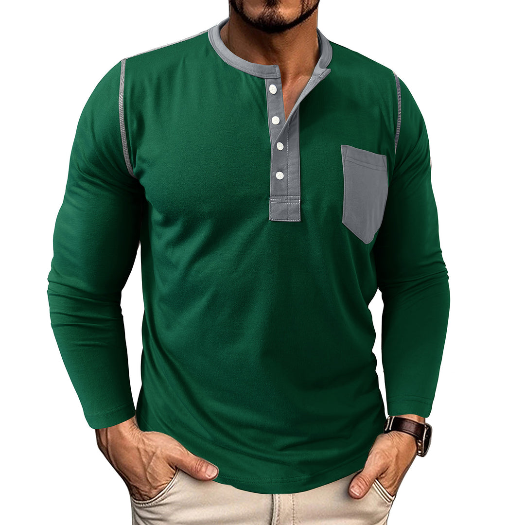 Herren Langarmshirt mit modernem Henley-Kragen Echoarchiv