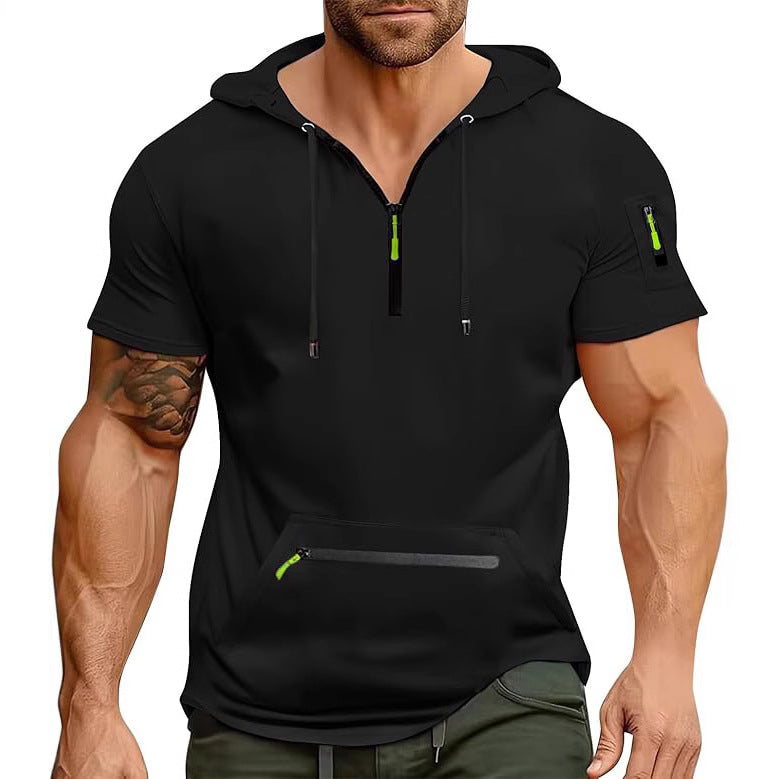 Herren Kurzarm Hoodie mit Reißverschluss Echoarchiv