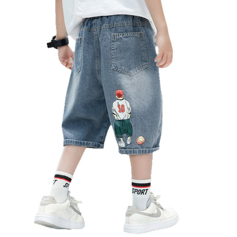 Jungen lässige Denim-Shorts mit exklusivem Stickdesign Echo Archiv