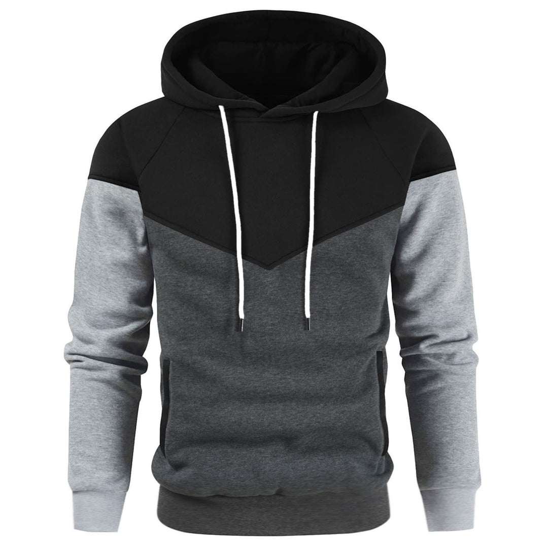 Herren modischer Kapuzenpullover mit geometrischem Farbspiel Echoarchiv