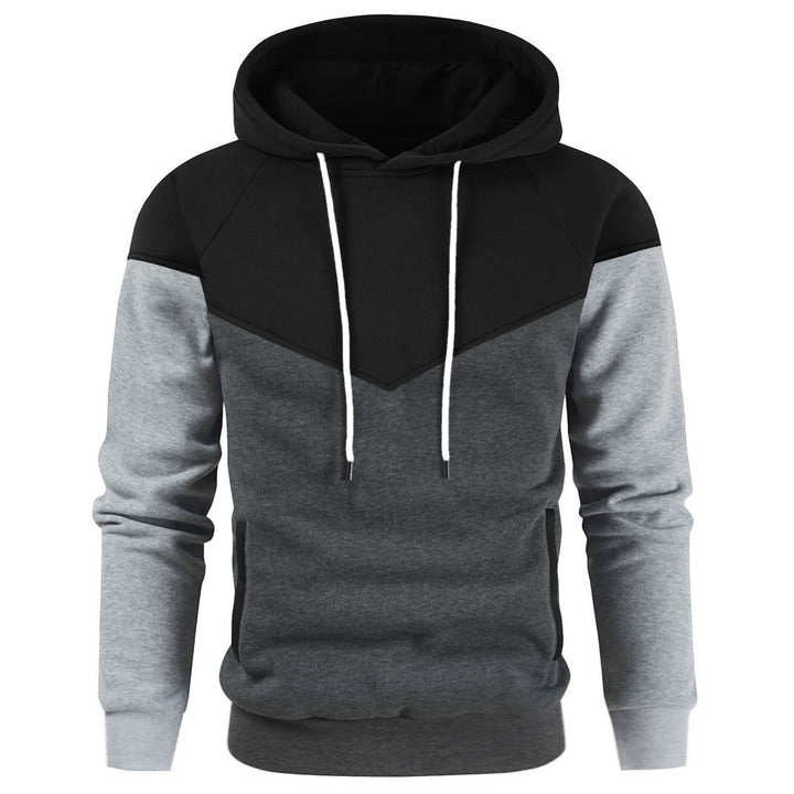 Herren modischer Kapuzenpullover mit geometrischem Farbspiel Echoarchiv