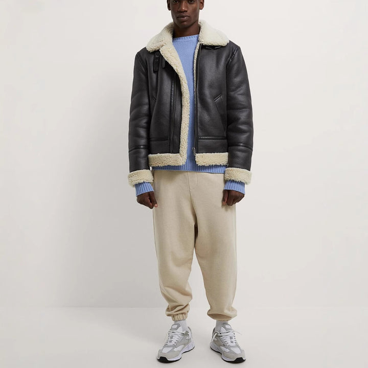 Herren Gefütterte Fliegerjacke im Aviator‑Stil mit Teddyfutter Echo Archiv