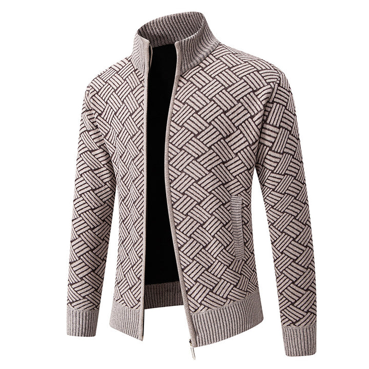 Herren Strickjacke mit modernem Karomuster Echoarchiv