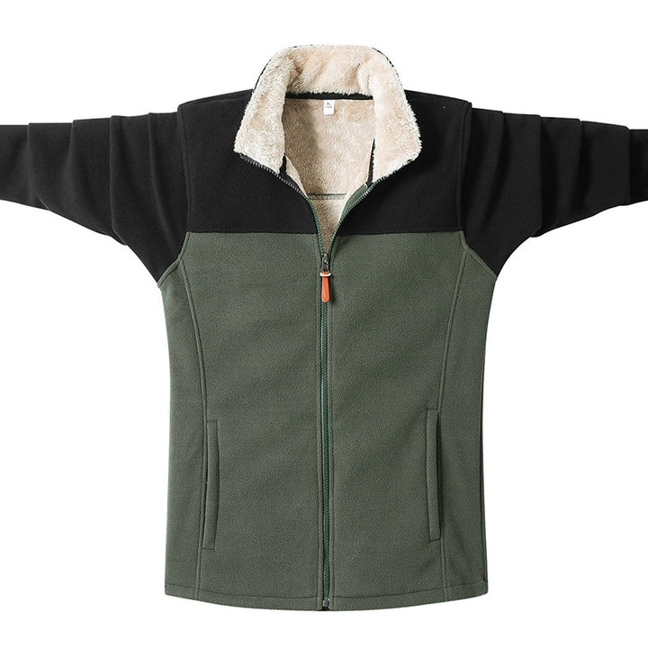 Herren Zweifarbige Fleece-Übergangsjacke mit Stehkragen, Reißverschluss & Eingrifftaschen Echoarchiv