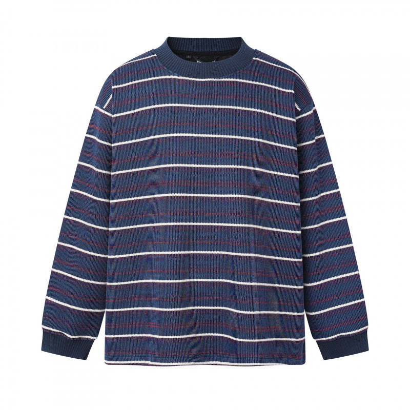 Unisex Feinstrickpullover im Boxy-Schnitt mit Rundhals und maritimen Streifen Echo Archiv