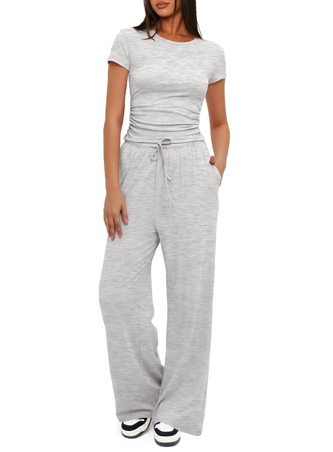 Damen Lässiges Lounge-Set mit weitem Oberteil und bequemen Hosen Echo Archiv