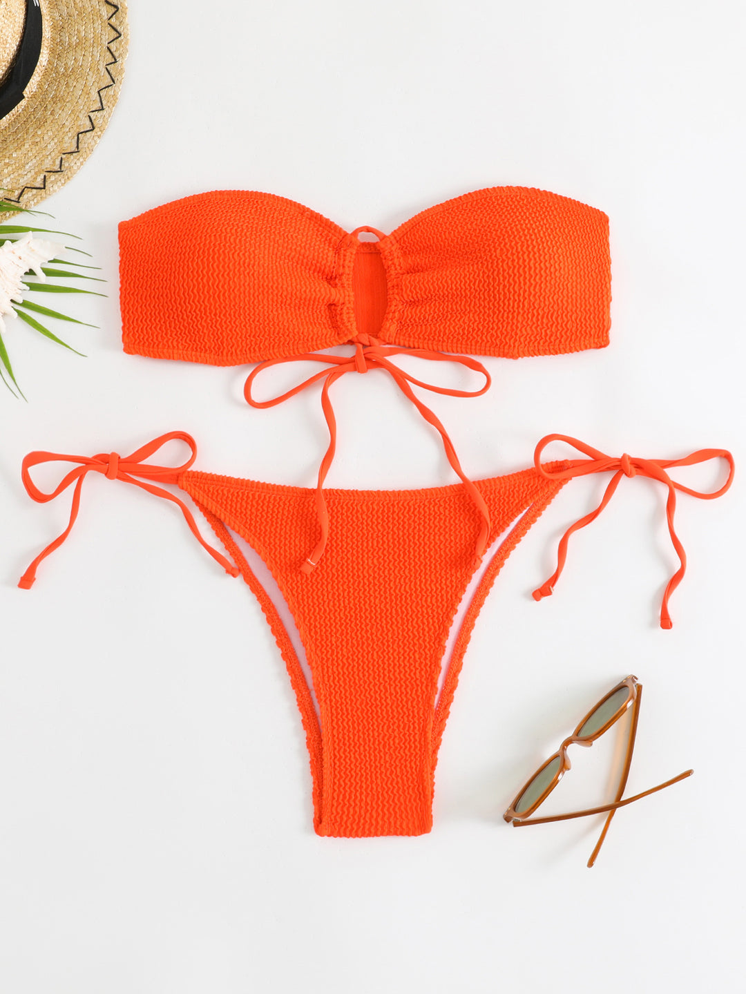 Damen Bandeau-Bikini-Set mit Klettverschluss und verstellbaren Bindebändern Echo Archiv