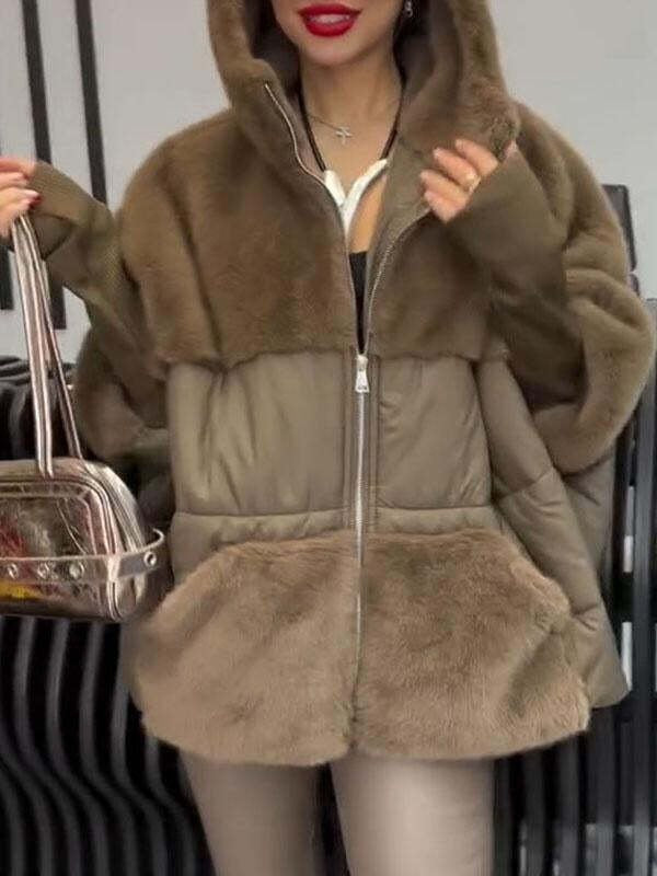 Damen Wattierter Oversize-Parka mit Kunstfellbesatz, Kapuze und Rippbündchen Echo Archiv