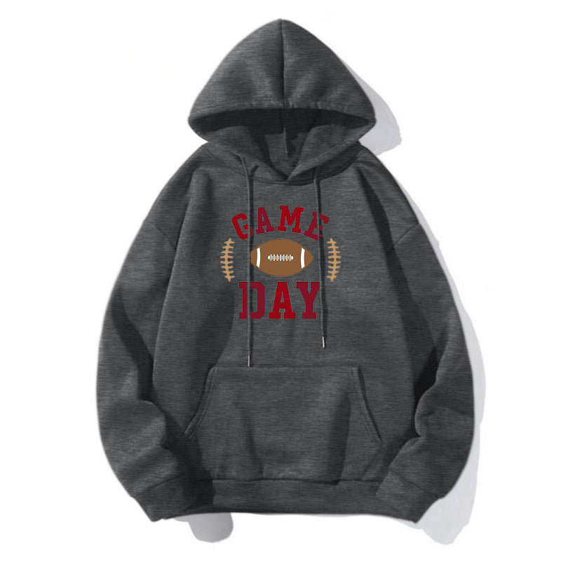 Damen Sportlicher Kapuzenpullover mit Football-Motiv Echoarchiv