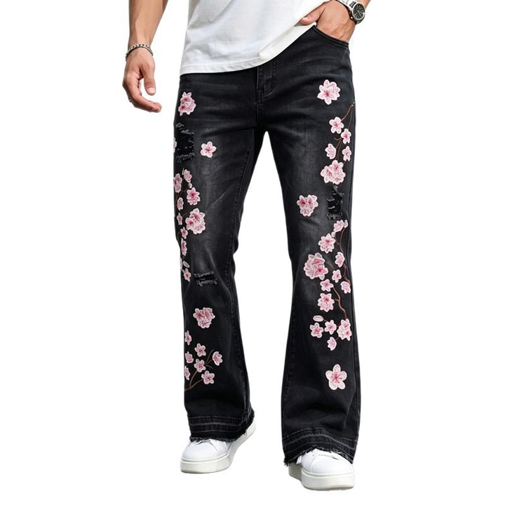 Herren Jeans mit floralen Stickereien – Vardeno