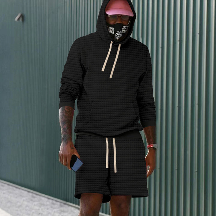 Herren Sportiv gestepptes Hoodie- und Shorts-Set Echoarchiv