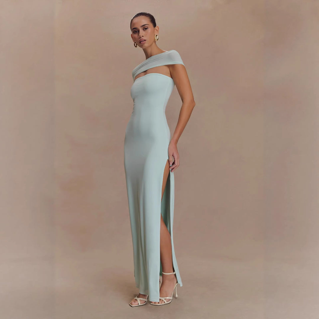 Damen Elegantes bodenlanges Kleid mit schulterfreiem Design Echo Archiv