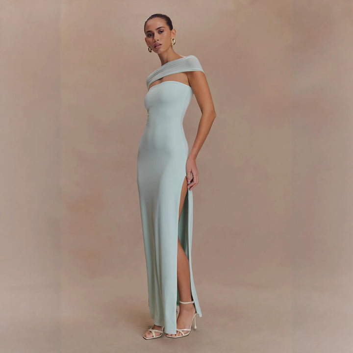 Damen Elegantes bodenlanges Kleid mit schulterfreiem Design Echo Archiv