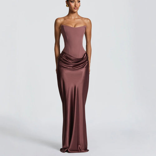 Damen Hochwertiges Abendkleid mit elegantem Bustier-Oberteil und drapiertem Rock Echo Archiv
