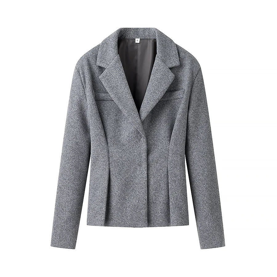 Damen tailliertes Zweiteiler-Blazer- und Midirock-Set mit Wiener Nähten und plisseeartigem Faltenwurf – Valéne