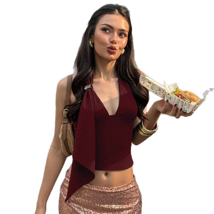 Damen Cropped Top mit asymmetrischem Schnitt und elegantem Halterdesign Echo Archiv