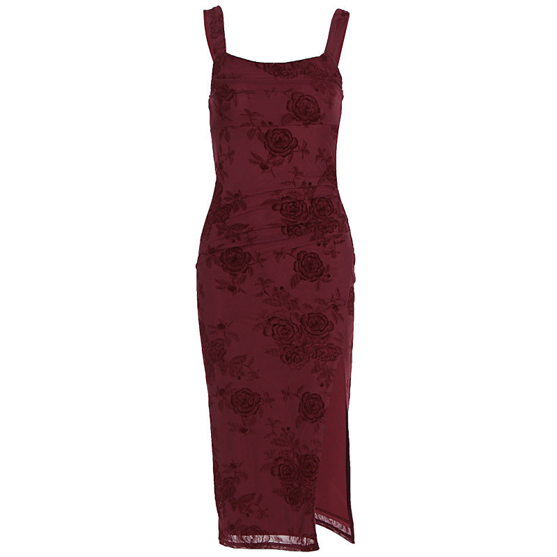 Damen Figurbetontes Kleid mit Spitzenmuster und Schlitz Echo Archiv