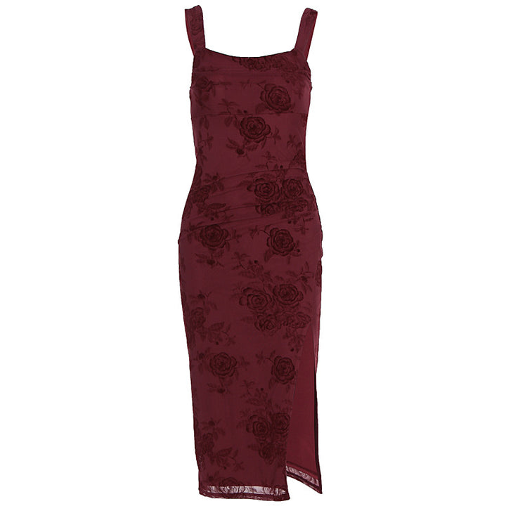 Damen Figurbetontes Kleid mit Spitzenmuster und Schlitz Echo Archiv