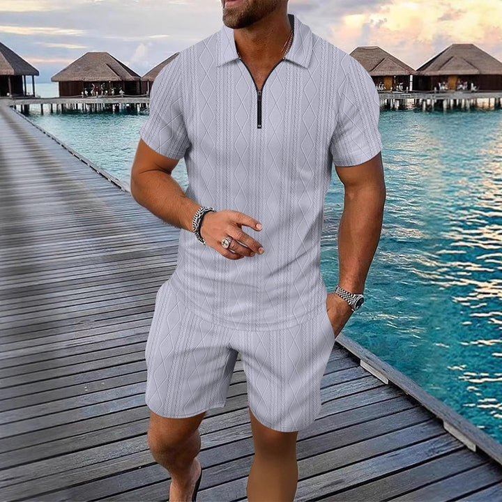 Herren Polo-Shirt mit modischem Reißverschluss und strukturiertem Design Echoarchiv