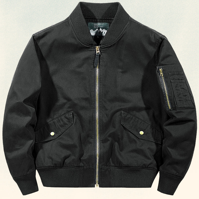 Herren Robust verarbeitete Canvas‑Bomberjacke mit Rippbündchen, Pattentaschen und Ärmelfach Echo Archiv