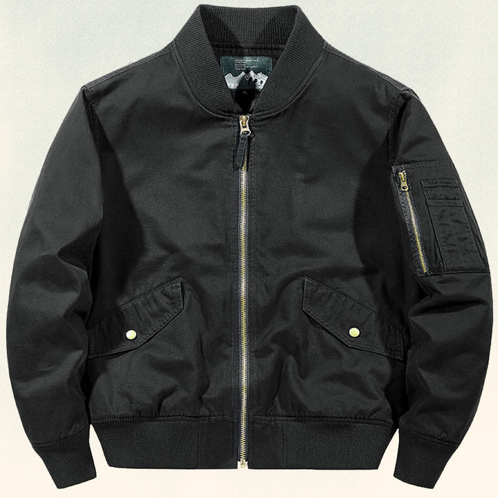 Herren Robust verarbeitete Canvas‑Bomberjacke mit Rippbündchen, Pattentaschen und Ärmelfach Echo Archiv