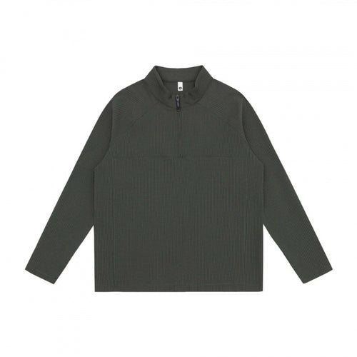 Unisex Grobstruktur-Halbzip-Pullover mit Stehkragen und Boxy-Schnitt Echo Archiv