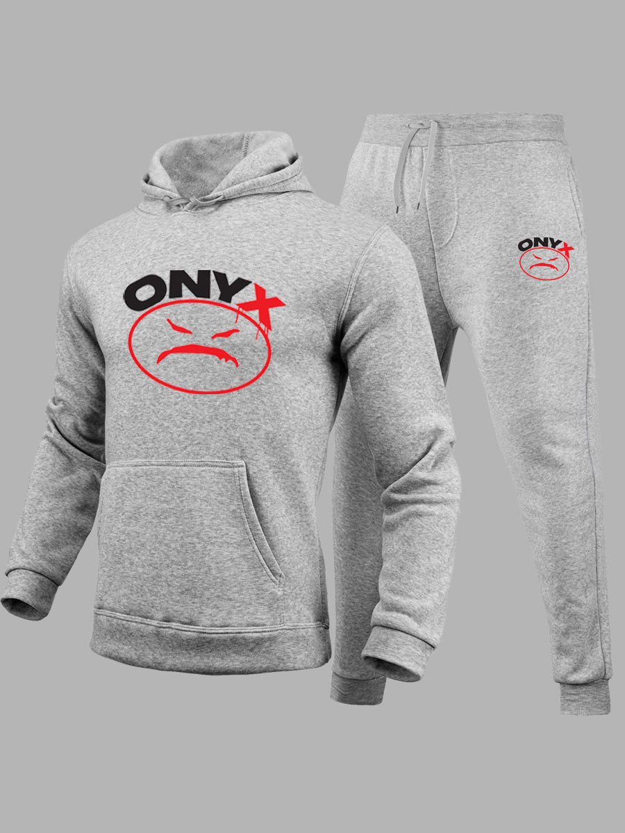 Herren Hoodie- und Jogginghose-Set mit markantem Grafikdesign Echoarchiv