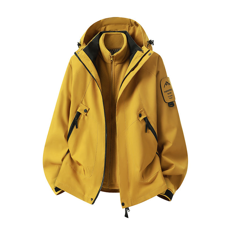 Herren Zwei-in-eins Wetterschutzjacke mit abnehmbarer Steppweste und verstellbarer Kapuze Echoarchiv