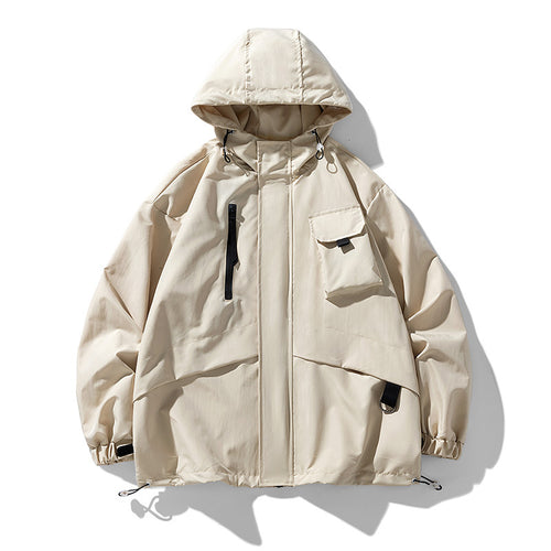 Herren technische Outdoor-Jacke mit multifunktionalen Taschen und verstellbarer Kapuze Echoarchiv