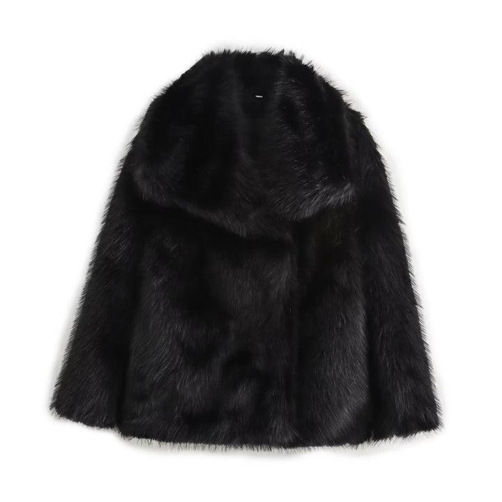 Damen Kurz geschnittener Faux-Fur-Mantel mit voluminösem Schalkragen und geradem Schnitt Echo Archiv