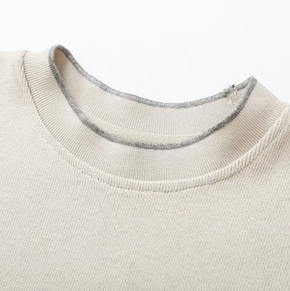 Damen Boxy-Rippstrick-Pullover mit Rundhalsausschnitt Echoarchiv