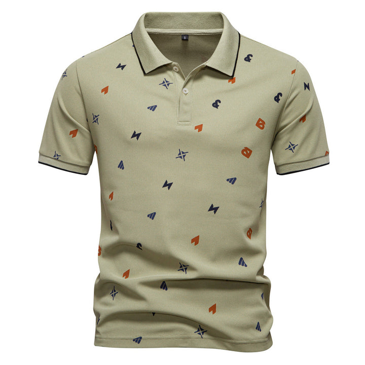 Herren nan legeres kurzärmeliges Piqué-Poloshirt mit geometrischem Allover-Print, Kentkragen und kontrastbesatz Echo Archiv