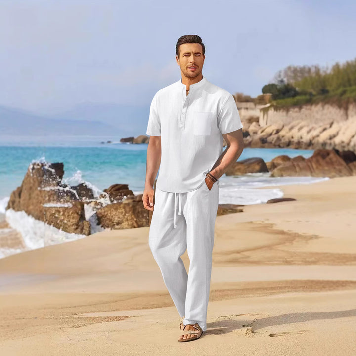 Herren lässiges Strandoutfit mit Knopfdetail und elastischem Bund Echoarchiv