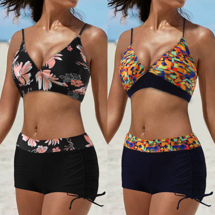 Damen Bikini-Set mit modischem Oberteil und hoch geschnittenen Shorts Echo Archiv