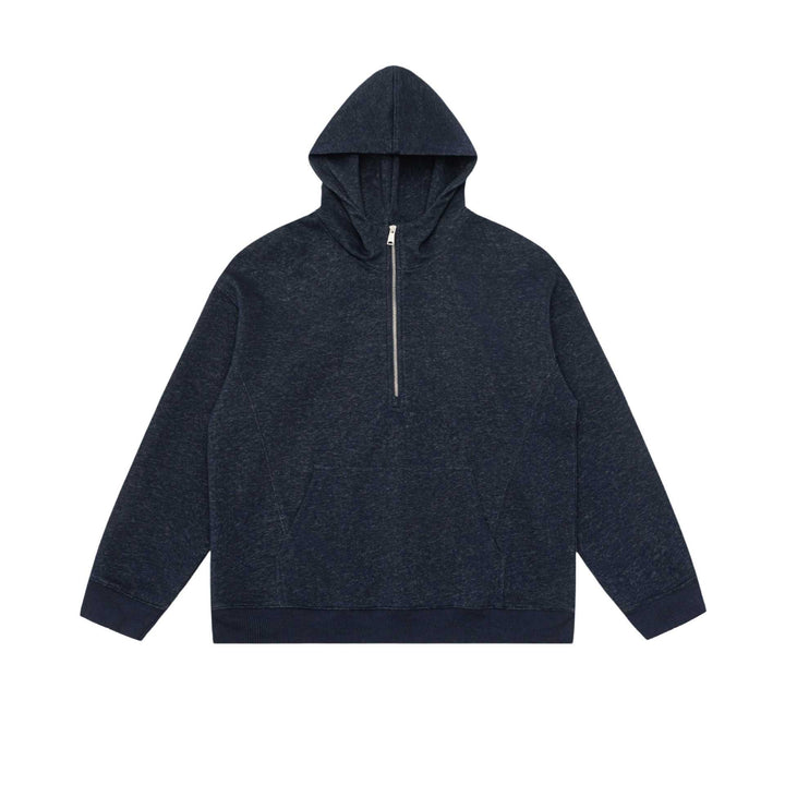 Unisex Kapuzen-Halbzip-Sweatshirt im Oversize-Fit mit Kängurutasche Echoarchiv