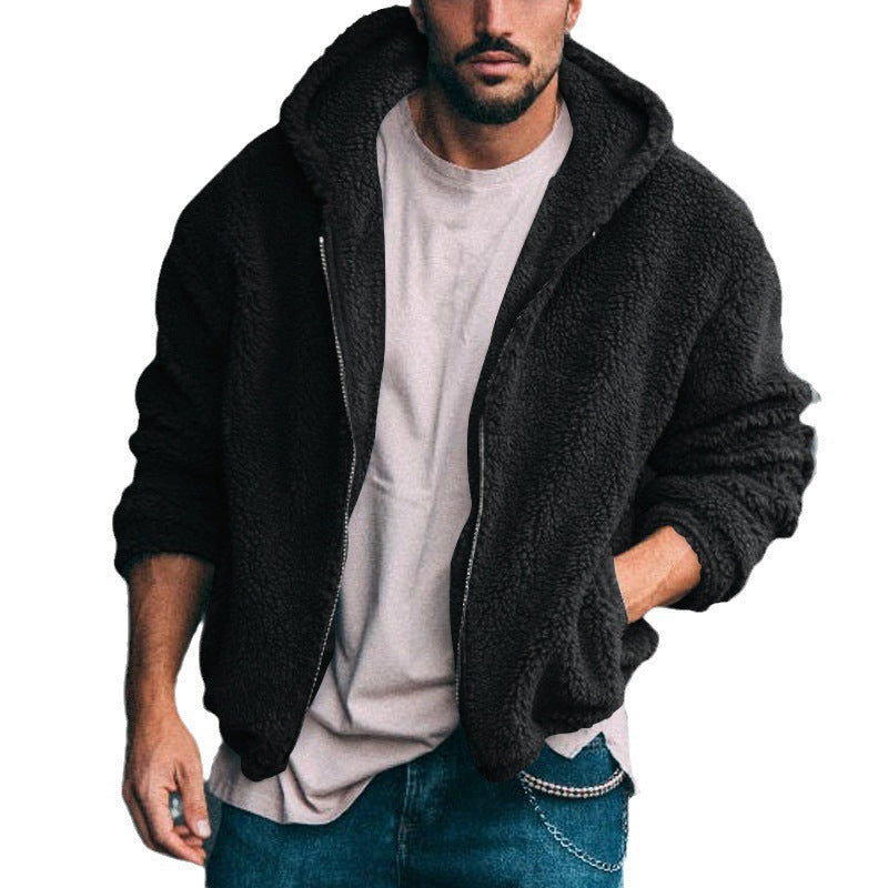 Herren Fleecejacke mit Kapuze und weich strukturiertem Innenfutter Echoarchiv